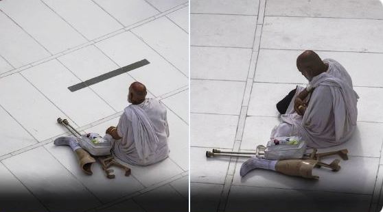 معاق يؤدي الحج